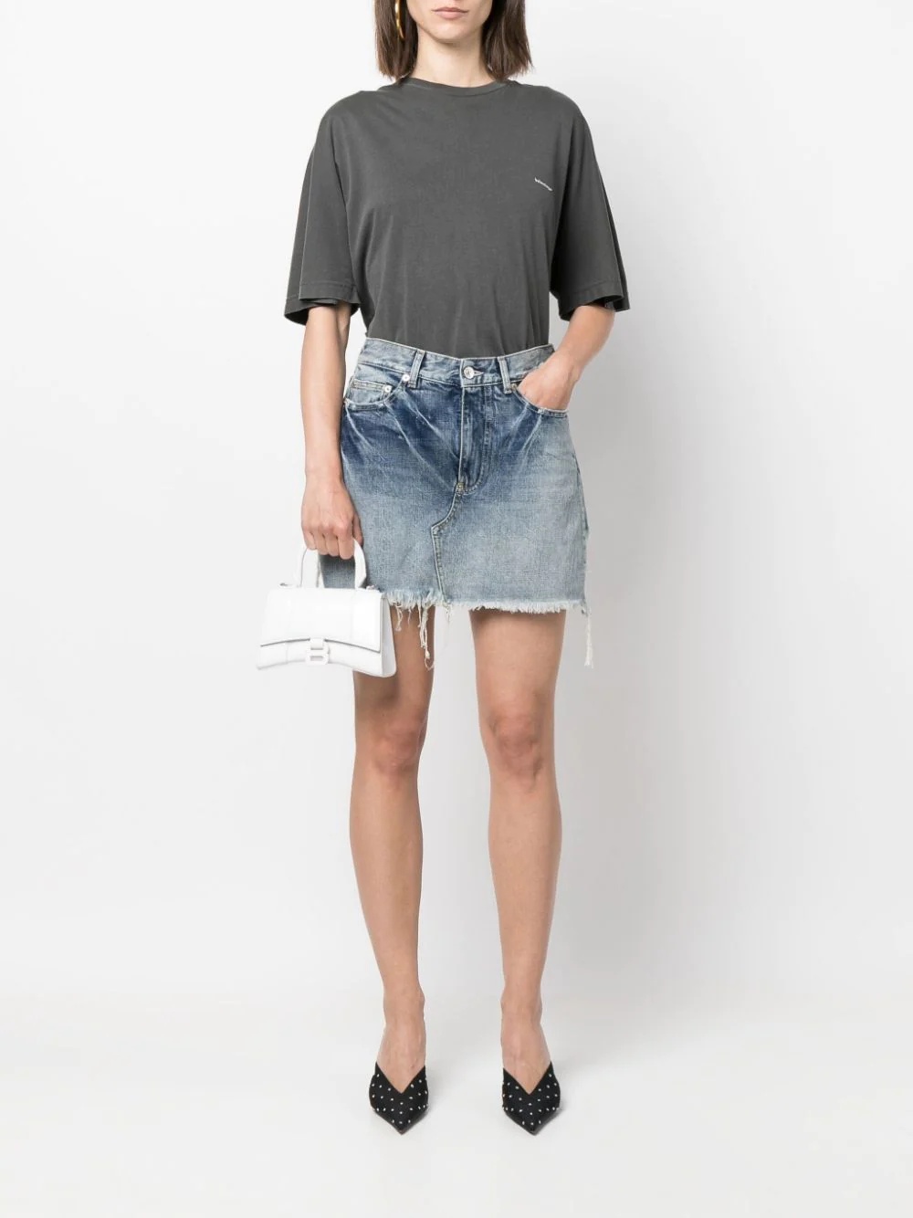 Trompe l'Oeil denim mini skirt shorts - 3