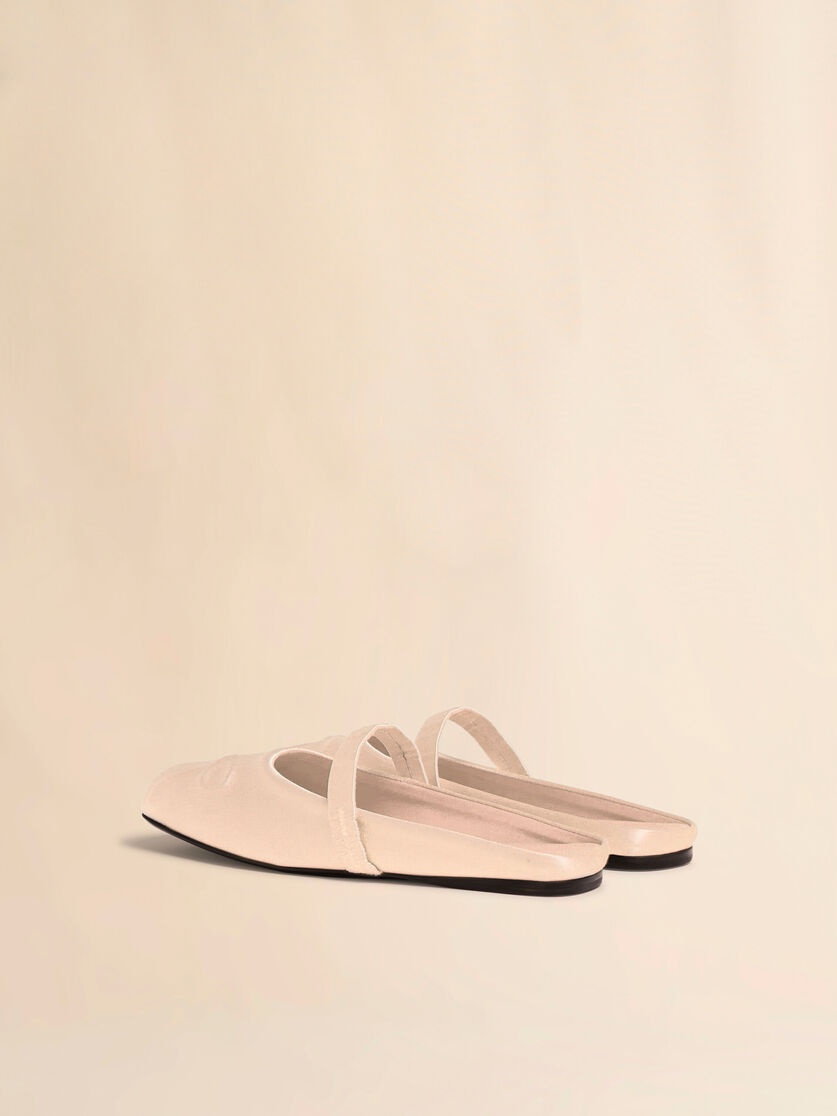 IVORY SATIN LITTLE BOW SABOT BALLET FLAT - 3