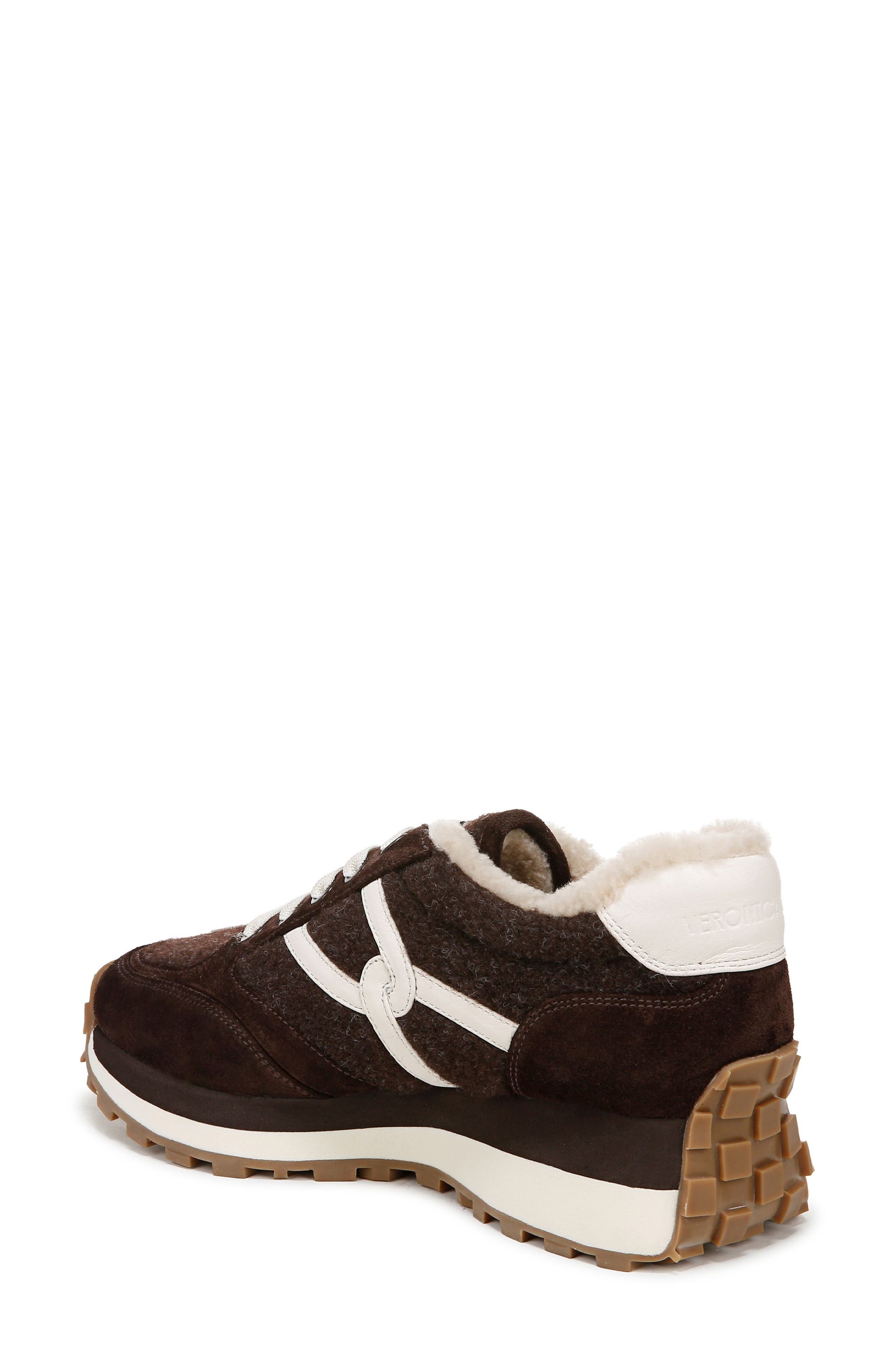 Veronica Beard Valentina Genuine Shearling Lined Sneaker in Espresso at Nordstrom - 2