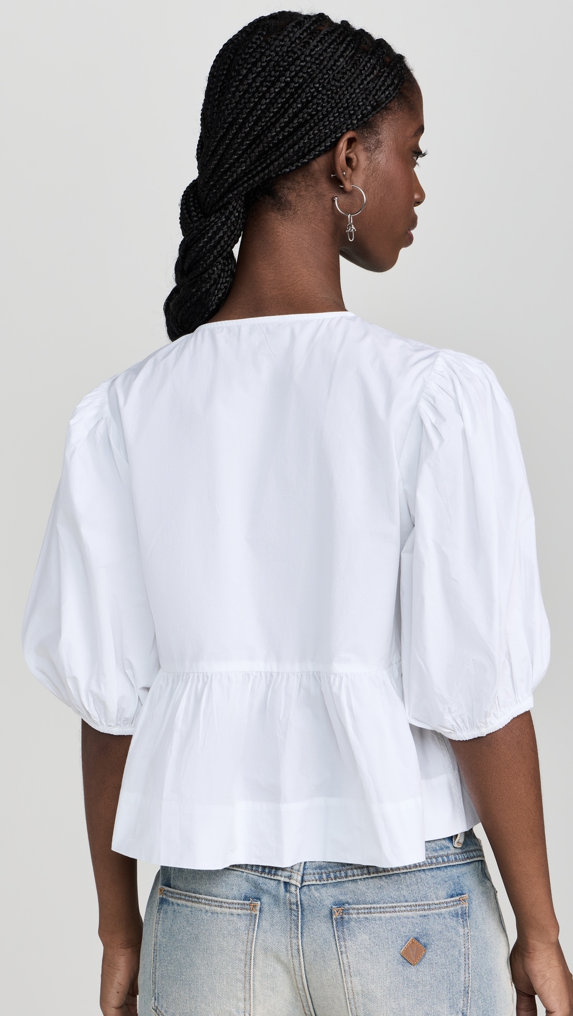 Cotton Poplin Peplum Blouse - 2