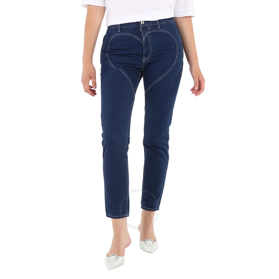 Burberry Ladies Dark Canvas Blue Heart-Motif Skinny Jeans - 3