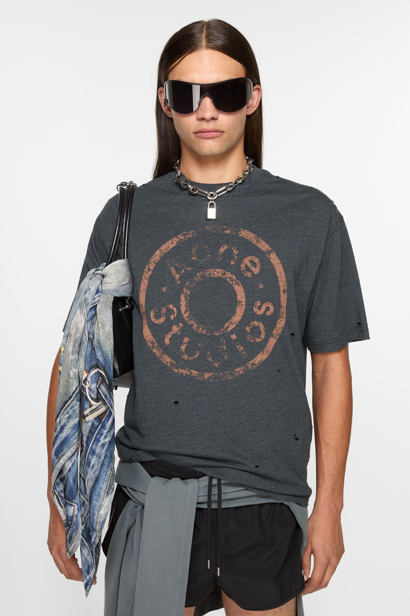 Acne Studios Logo t-shirt - Relaxed fit - Black melange outlook