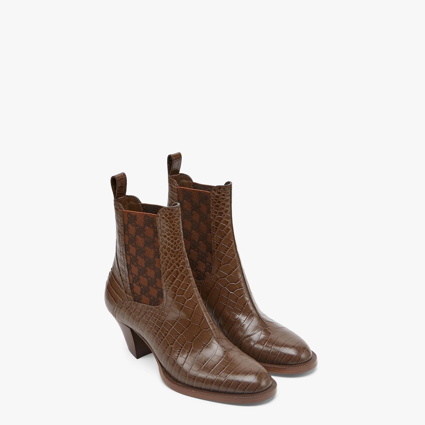 Brown leather boots with medium heel - 4