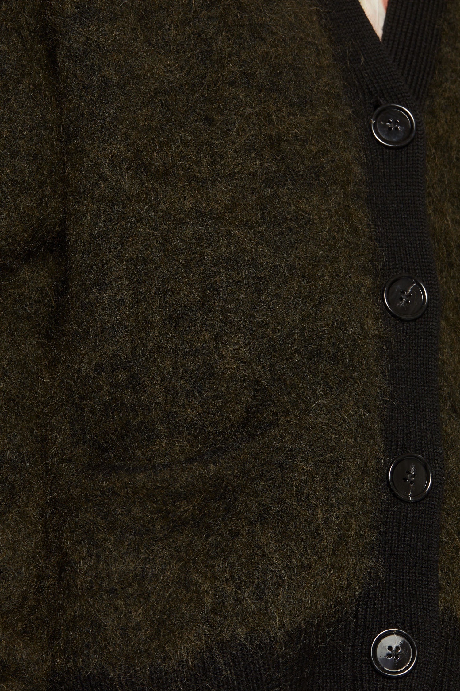 Brushed mohair-blend cardigan black/olive - 4