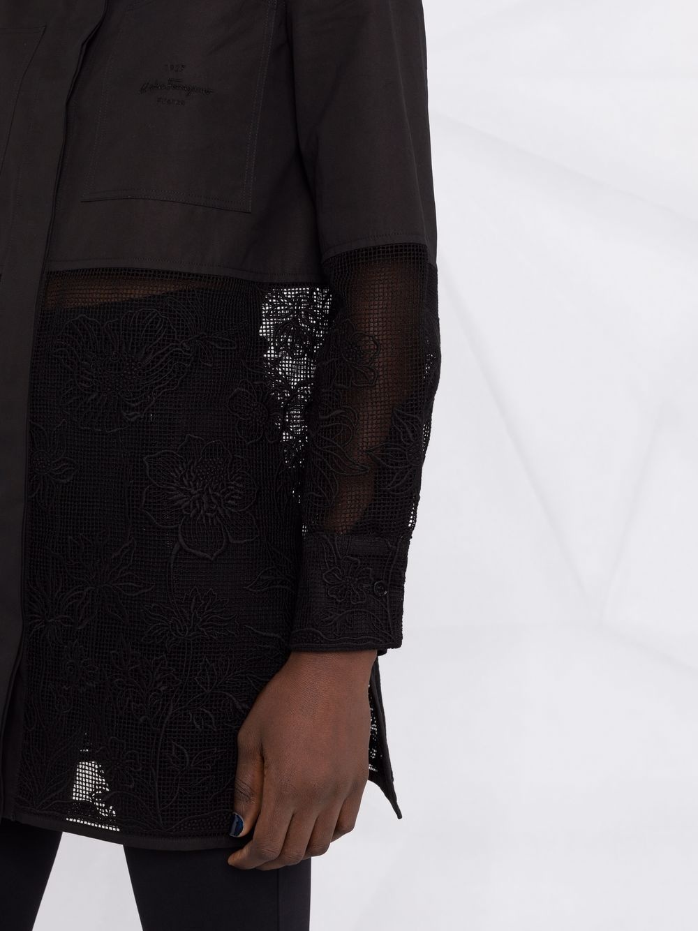 longline cordonetto lace shirt - 5