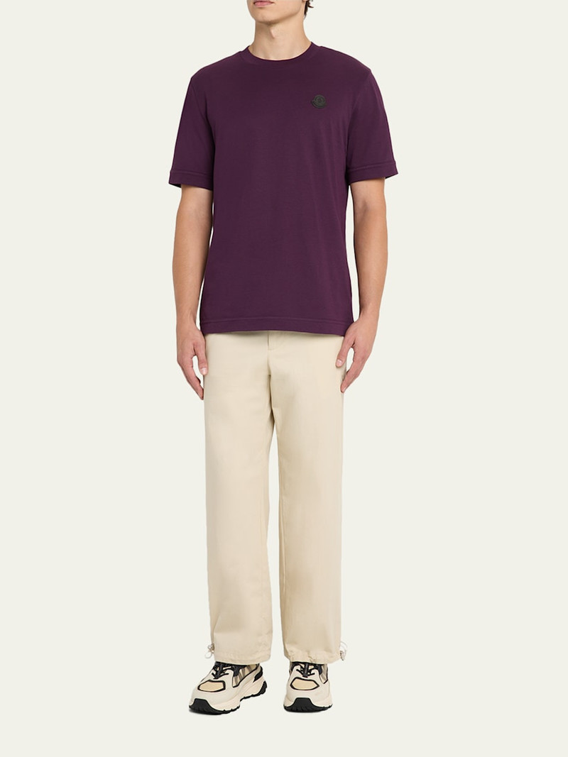 Moncler Men's Leather Logo Crewneck T-Shirt outlook