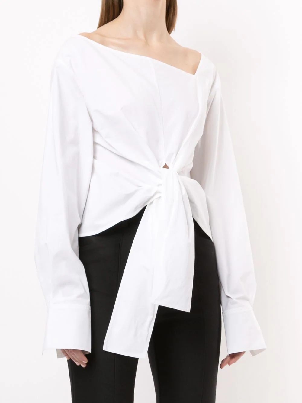 asymmetrical tie-waist top - 3