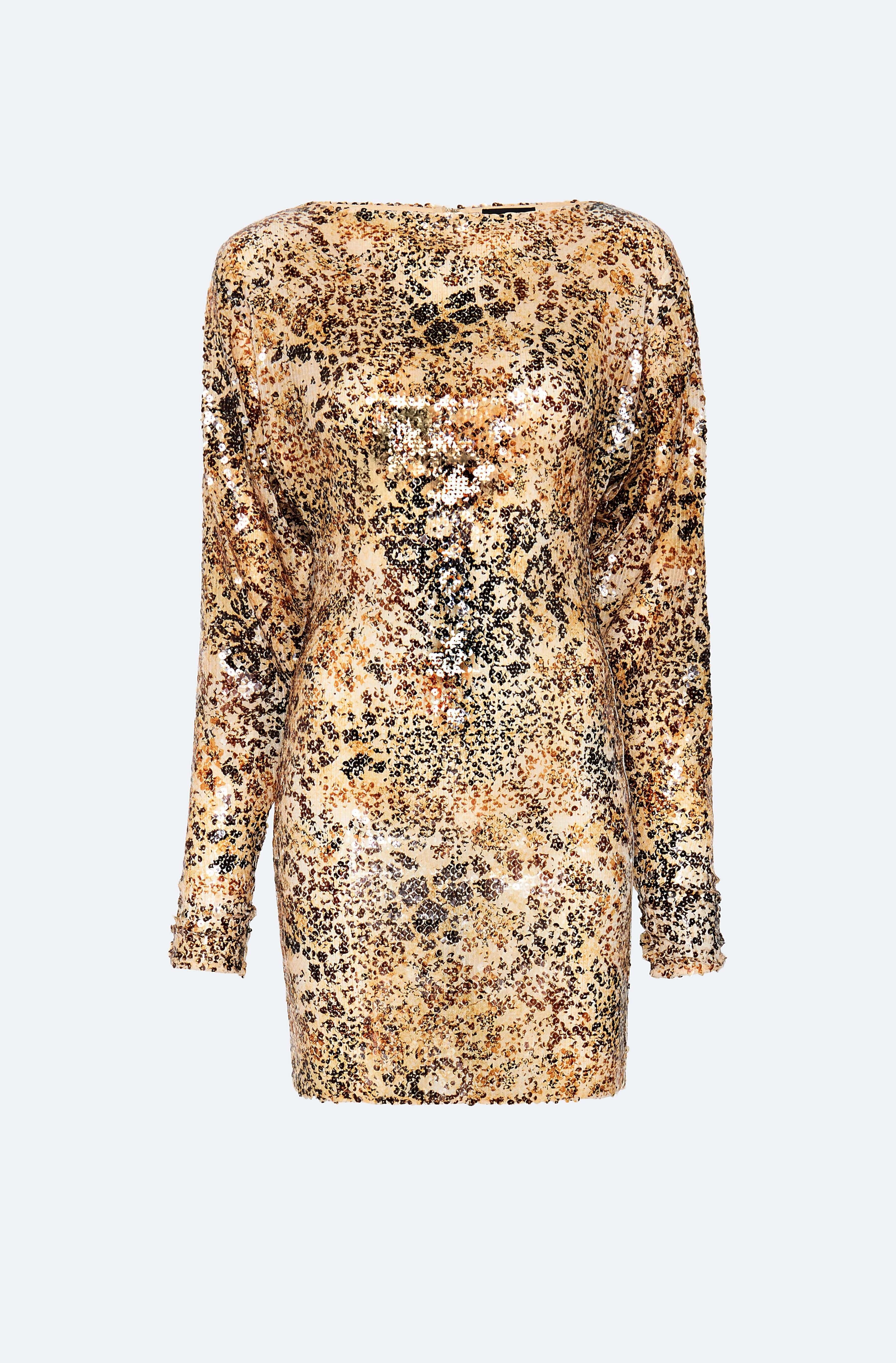 Leopard Sequin Boatneck Dress - 5