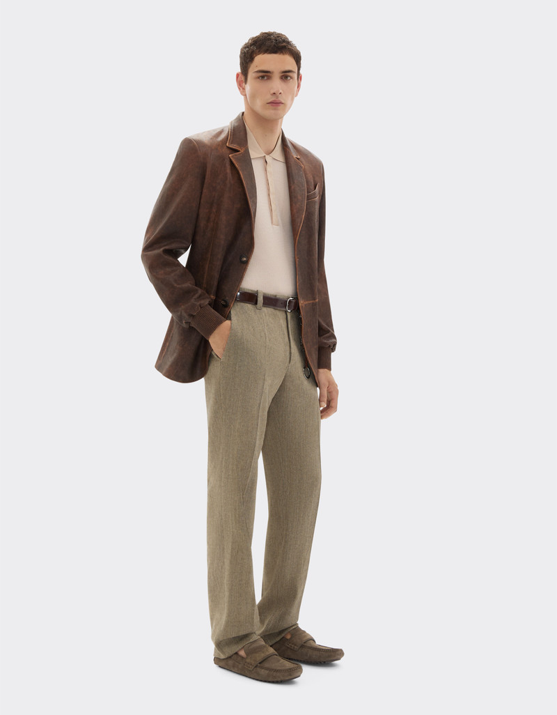 Damask leather blazer 3