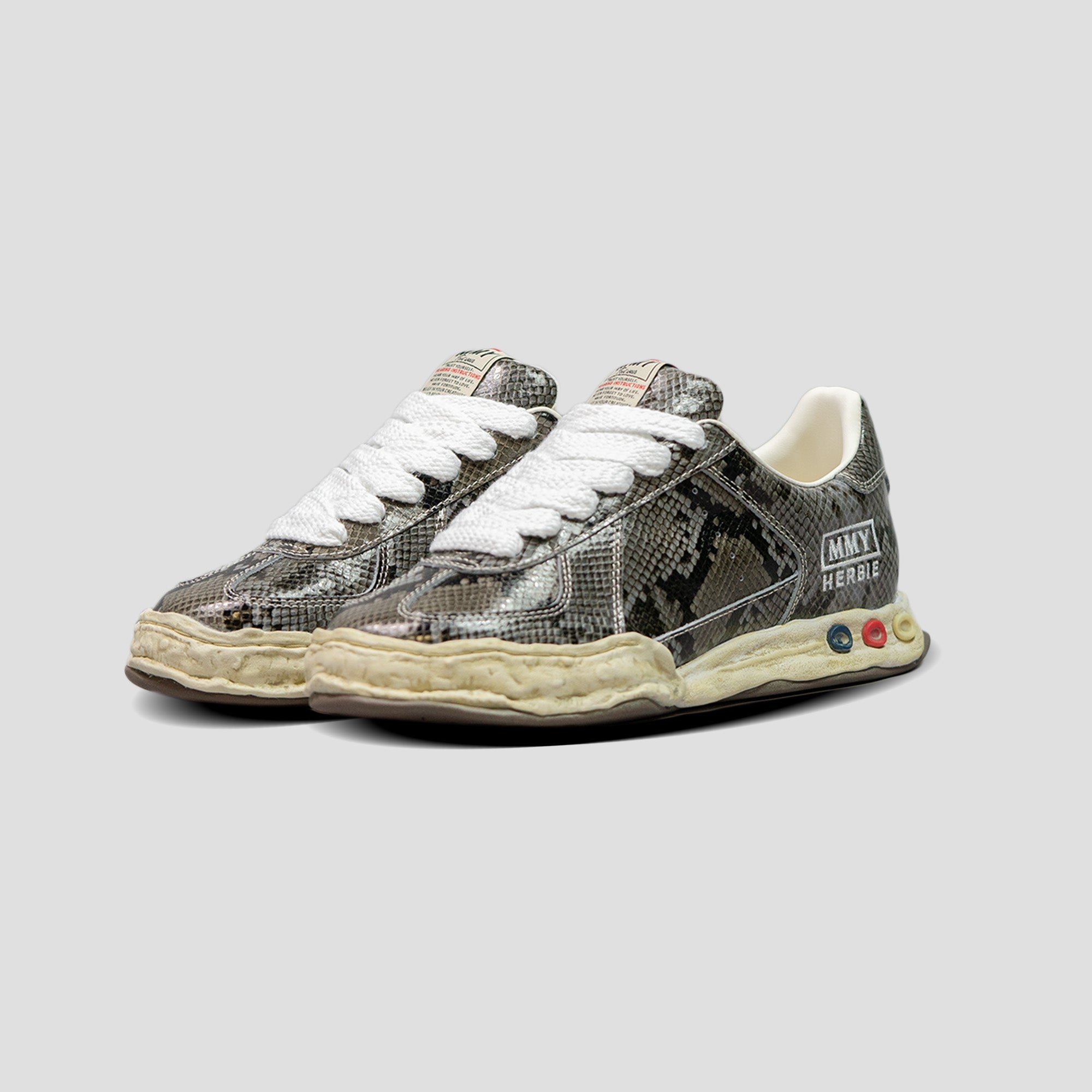 HERBIE OG SOLE PRINTED PYTHON LEATHER LOW-TOP SNEAKERS - 2