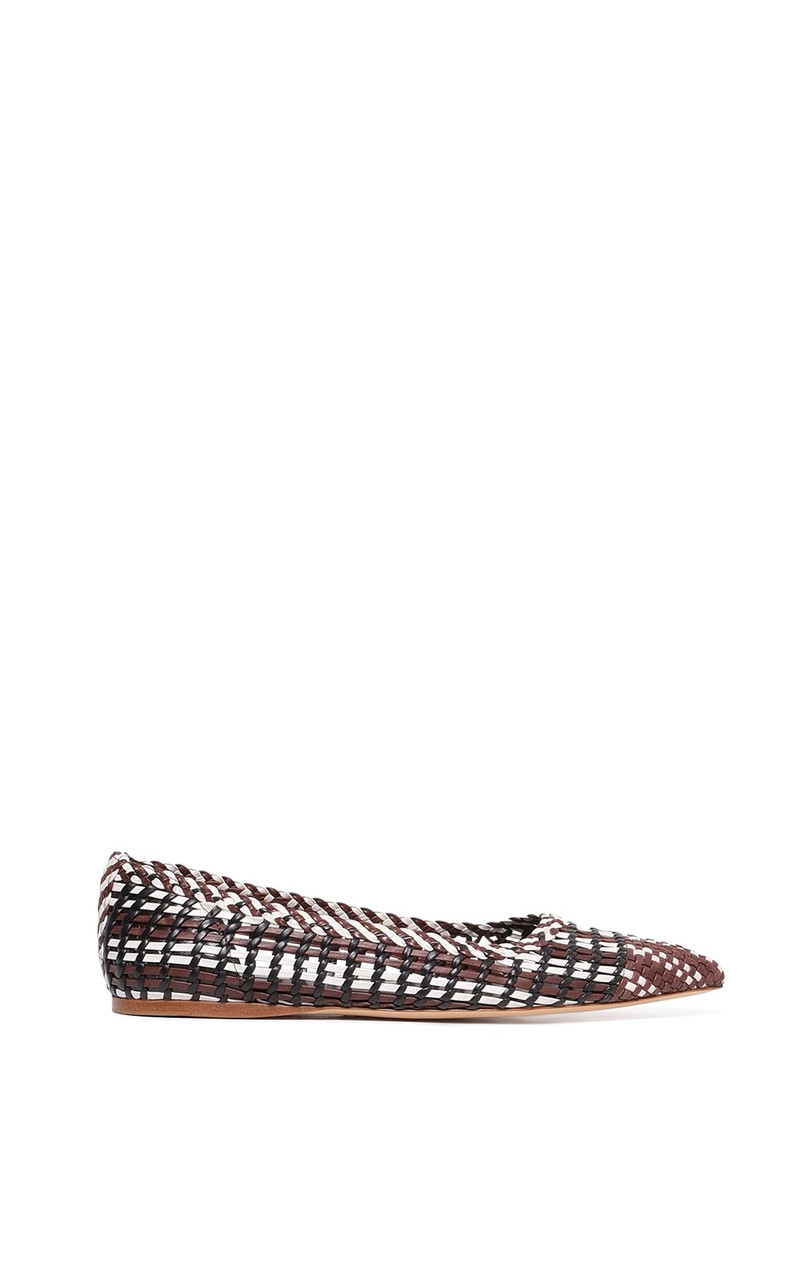 Aurora Braided Flat Shoe in Chocolate Multi Leather 1