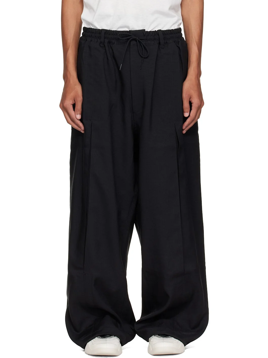 Black Sport Uniform Box Pleated Trousers - 1