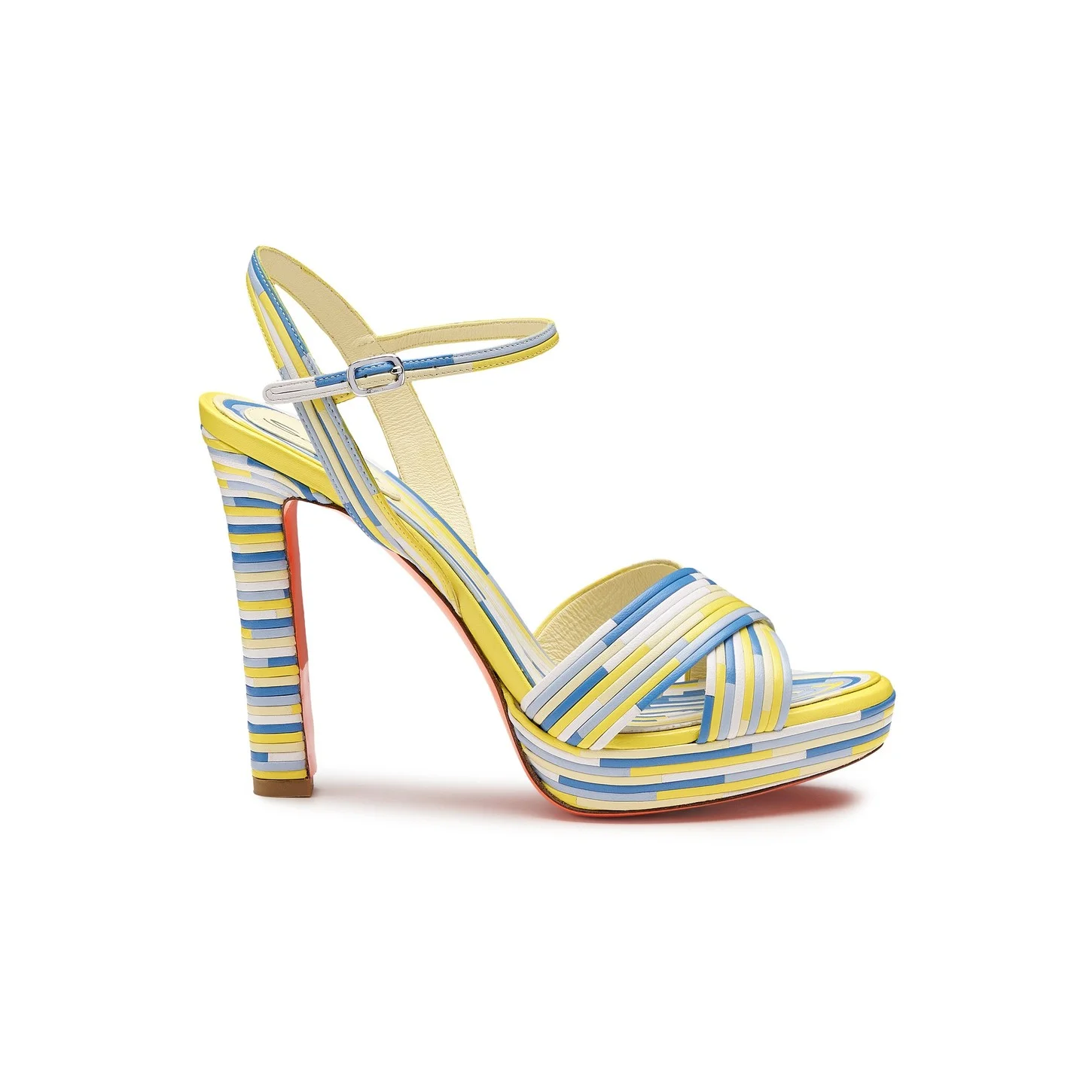 Women's multicolor leather high-heel sandal - 1