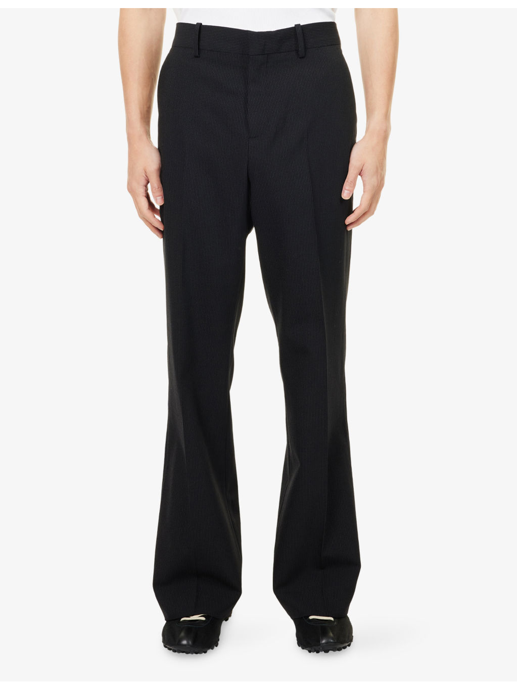 Palvin Pin-Dot Stripe Barrel-Leg Wool-Blend Trousers - 3