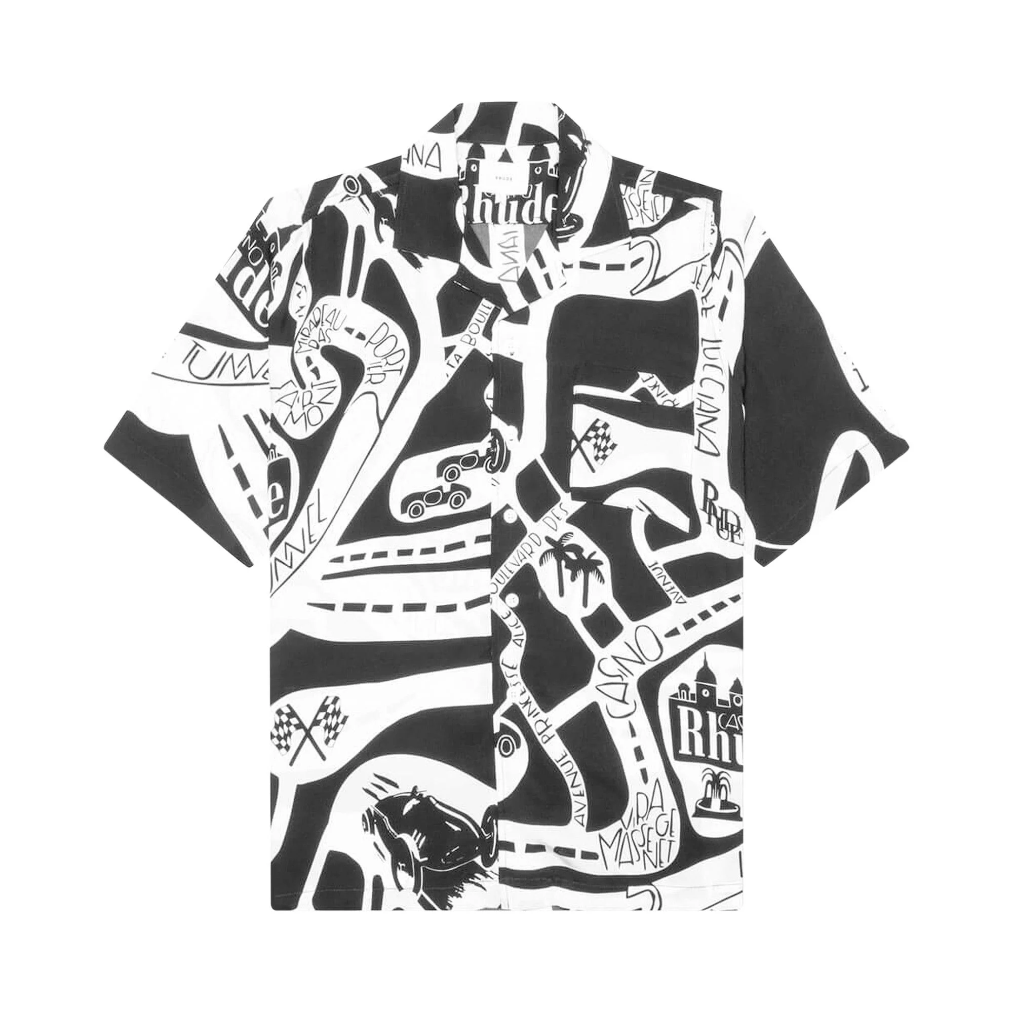 Rhude Strada Silk Shirt 'Black/White' - 1