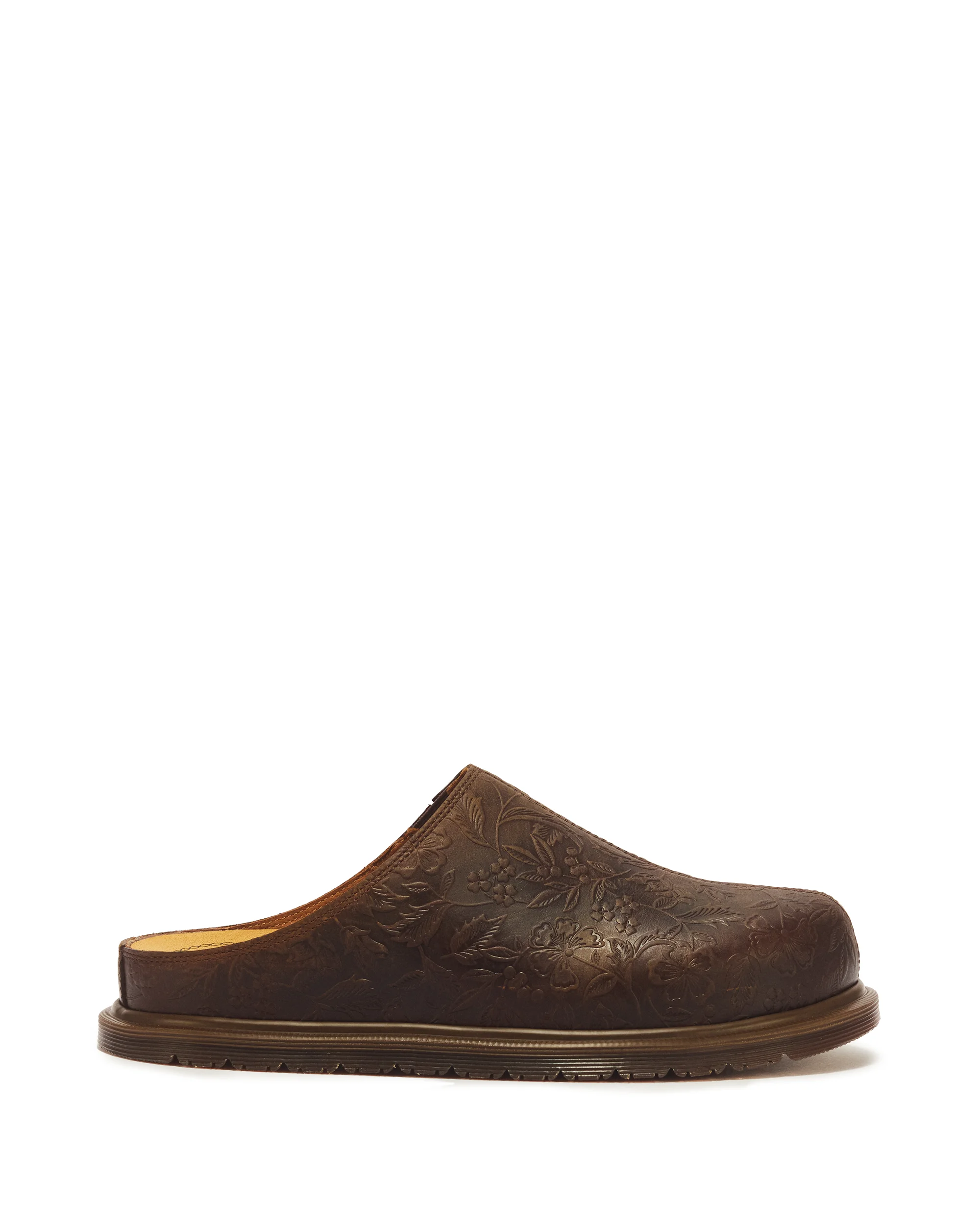 San Floral Emboss Crazy Horse Leather Mules - 1