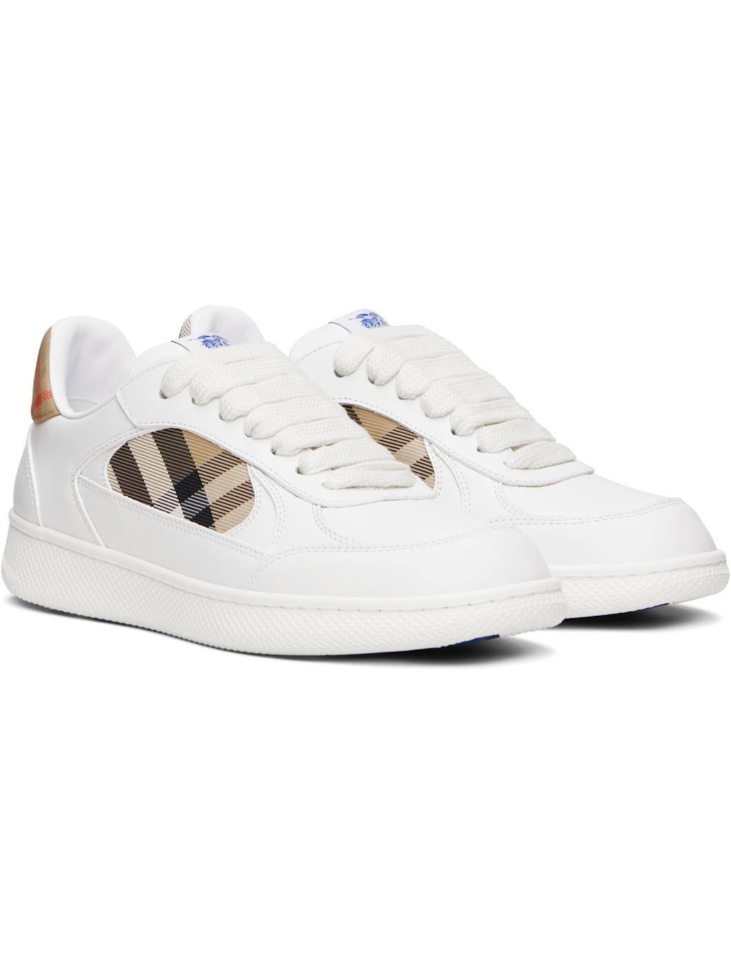White Leather & Check Terrace Sneakers​ - 4