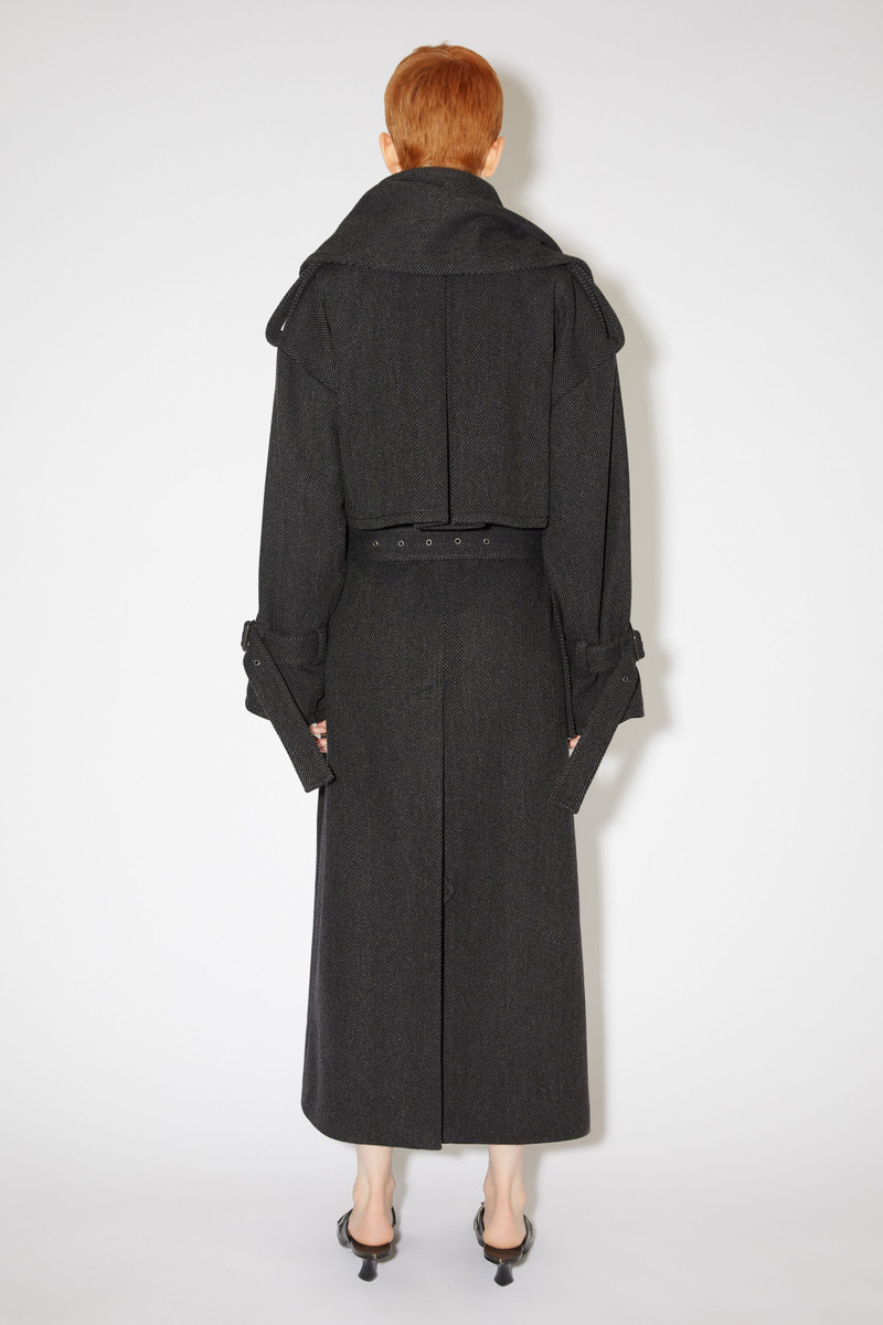 Scarf collar trench coat - Grey/black 3