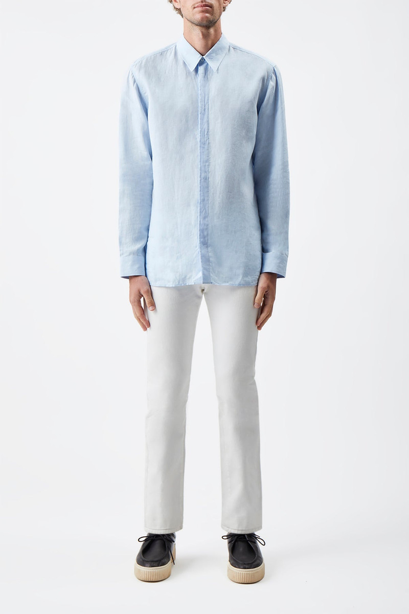 GABRIELA HEARST Quevedo Shirt in Light Blue Linen outlook