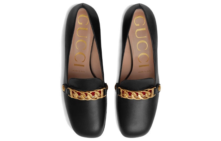 (WMNS) Gucci Sylvie Chain-embellished Leather Mid-Heel Pumps 'Black' 537539-CQXS0-1183 - 4