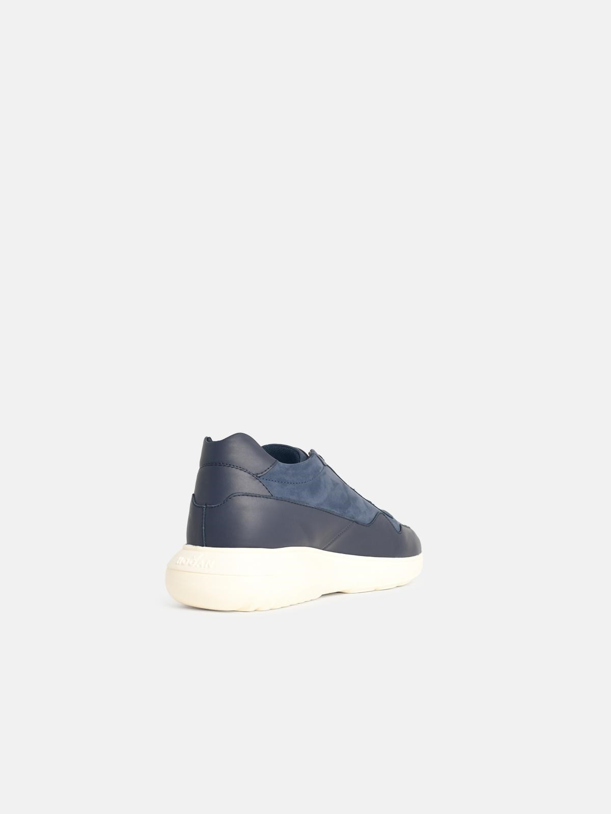 'INTERACTIVE3' NAVY LEATHER SNEAKERS - 3