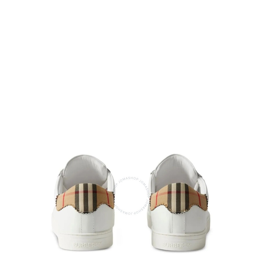 Burberry Check Print Lace-Up Leather Sneakers - 3