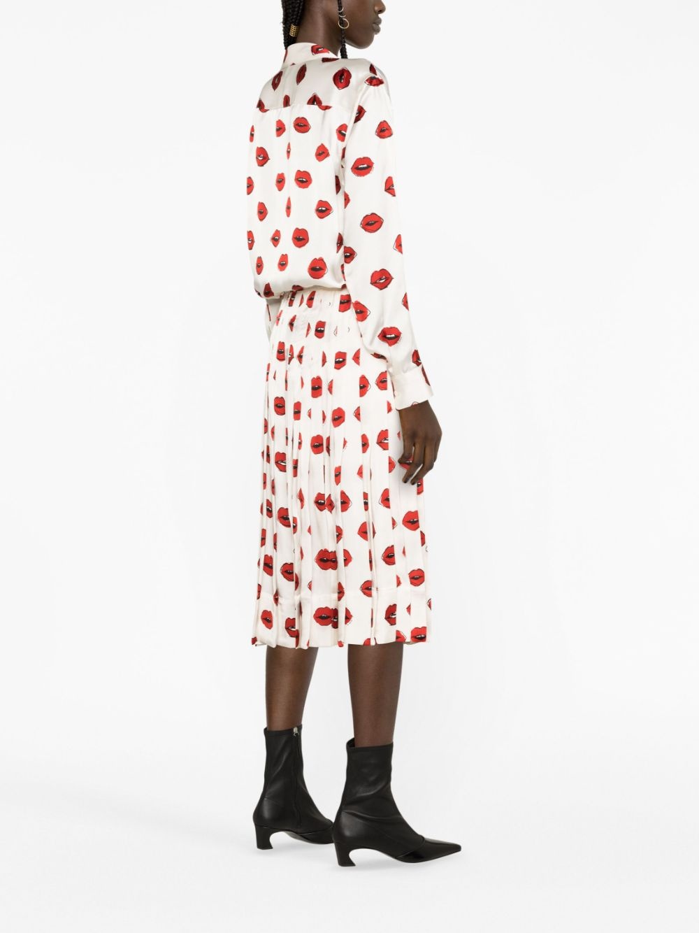 Tudi lip-print pleated skirt - 4