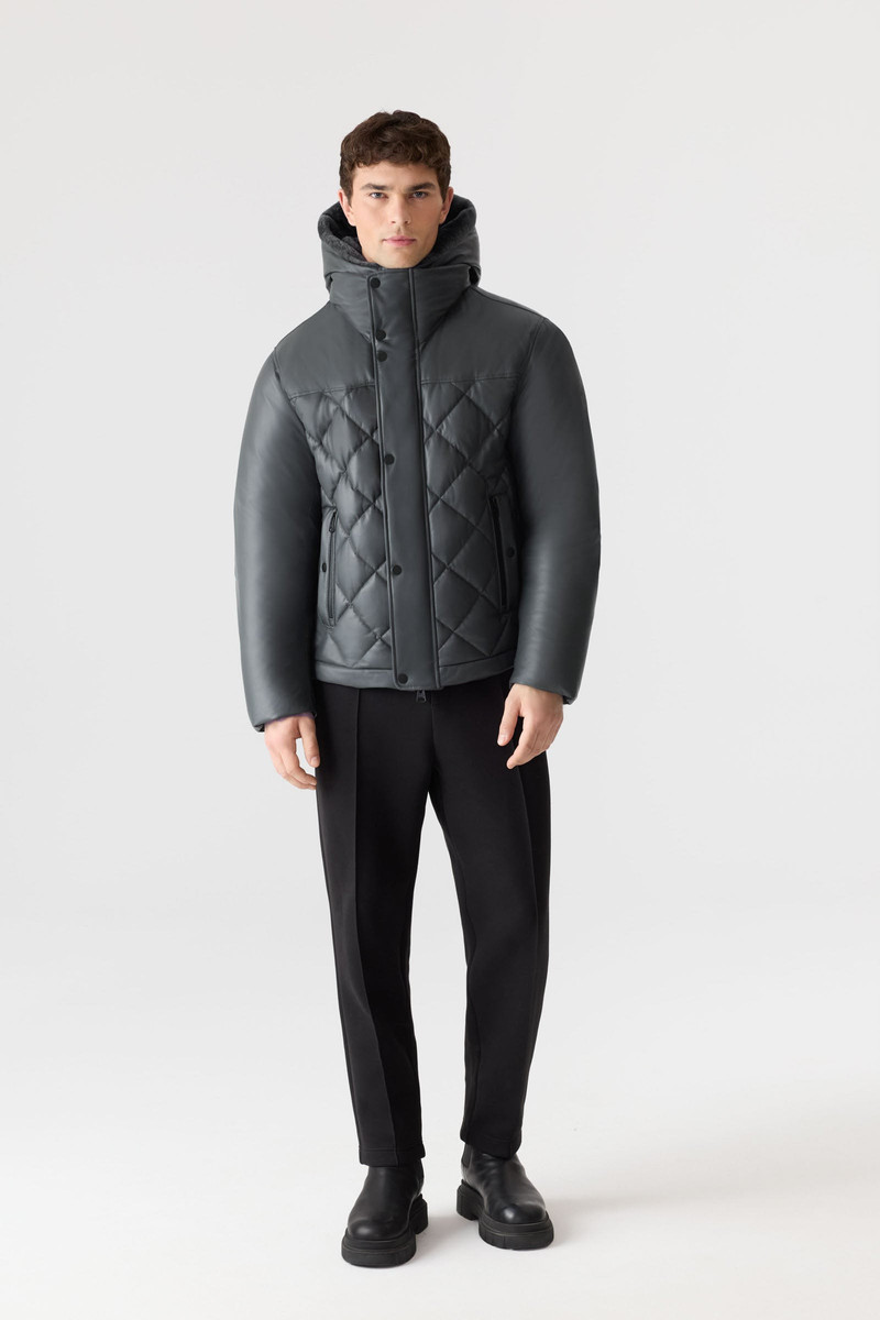 MACKAGE CASH Diamond-Quilted Leather Jacket With Shearling Hood outlook