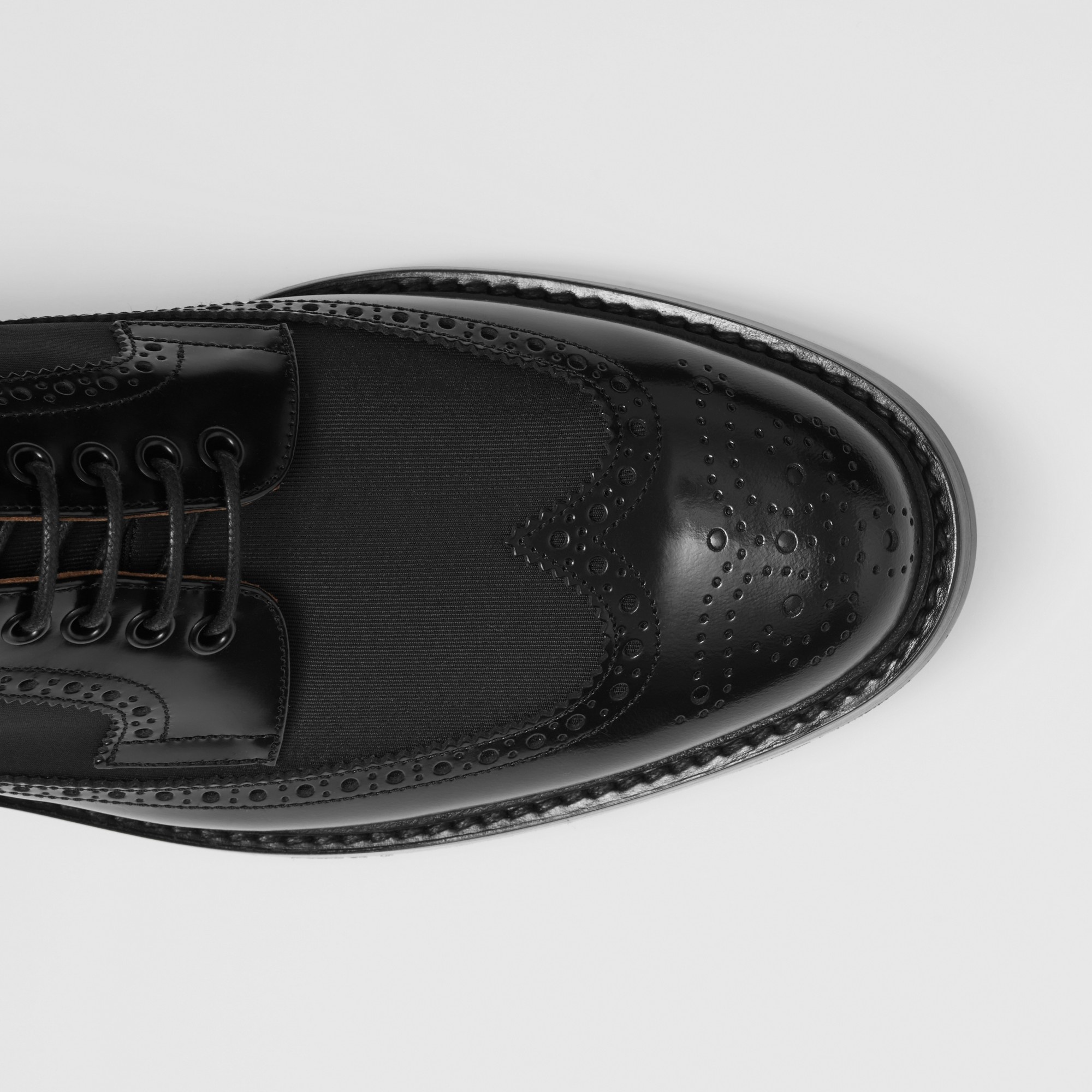 Grosgrain Panel Leather Derby Shoes - 2