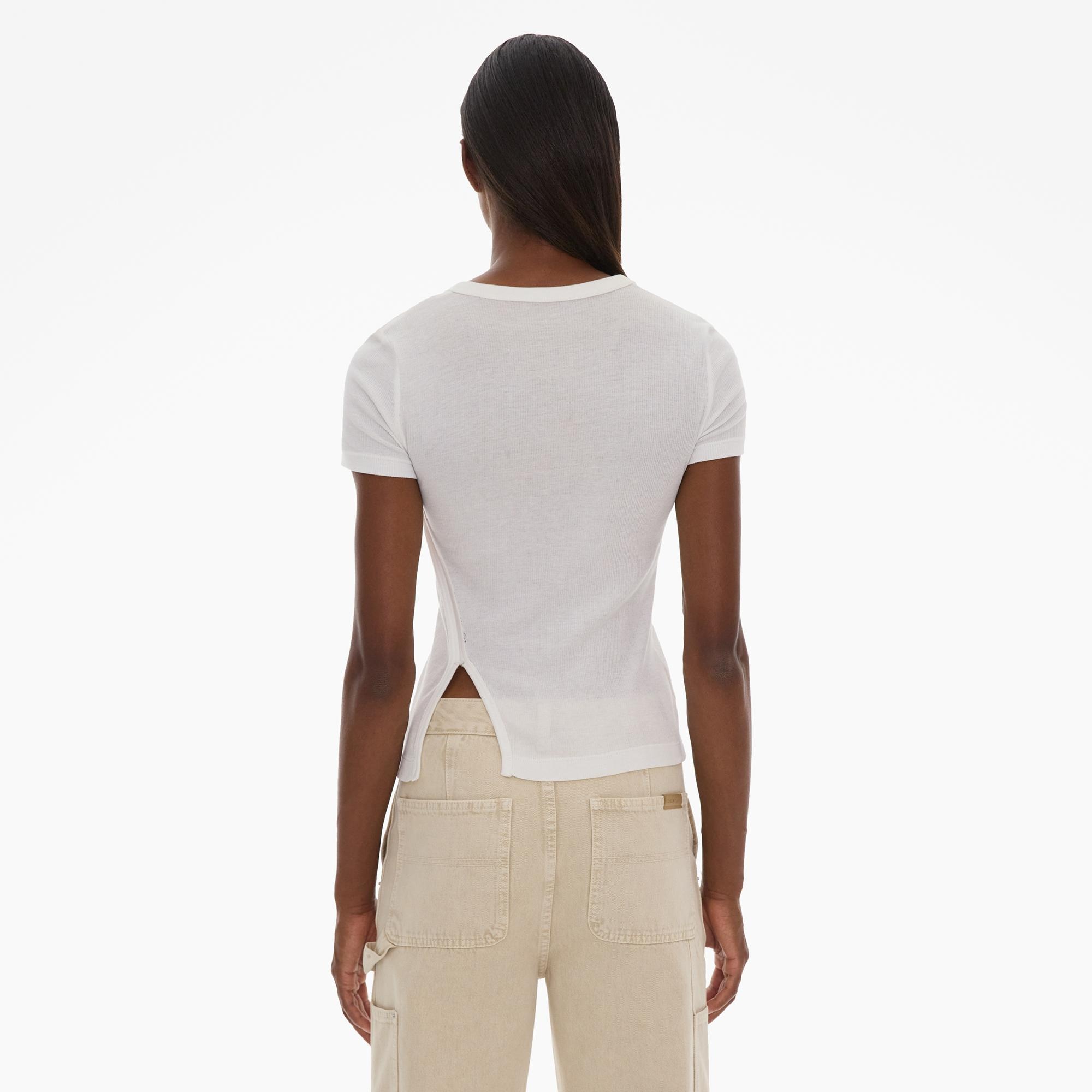 ASYMMETRICAL SLASH SHORT SLEEVE TOP - 4