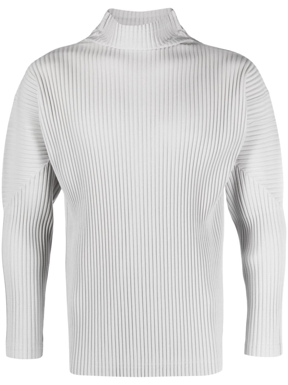 plissé-effect high-neck jumper - 1