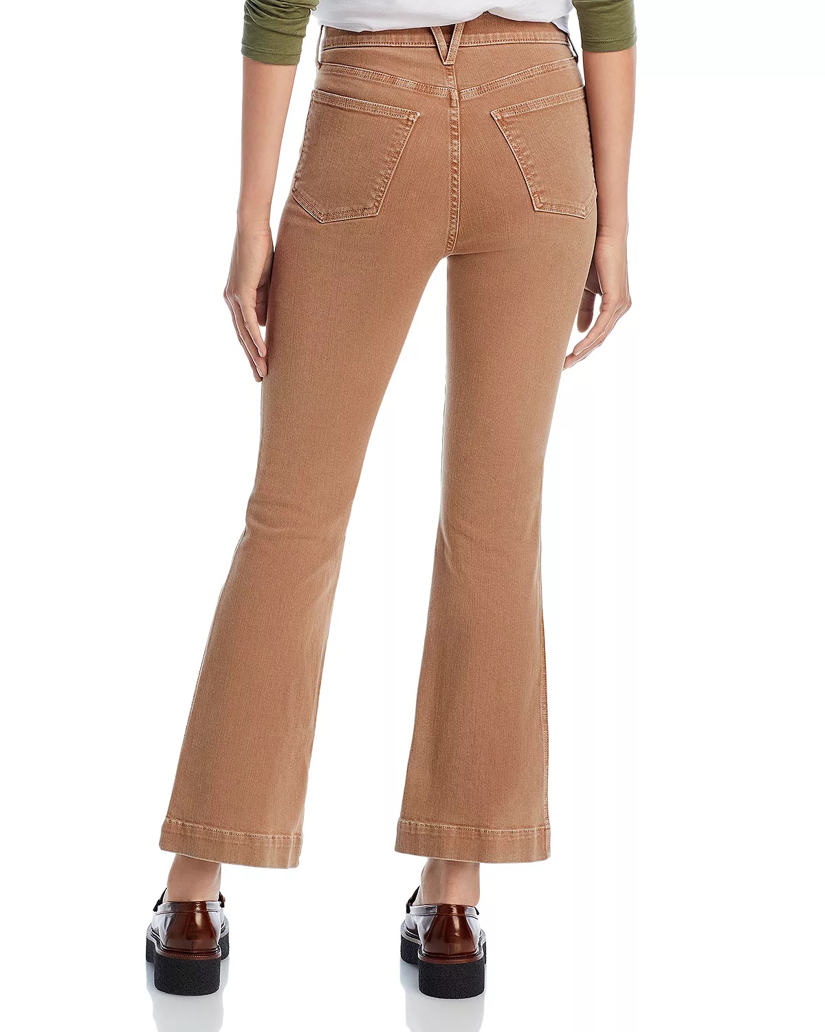 Carson High Rise Ankle Flare Leg Jeans in Tan Sierra - 2