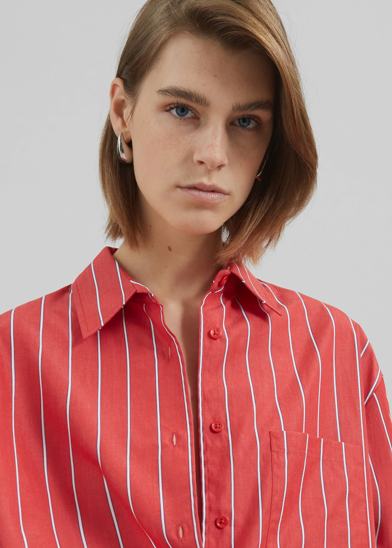 Lui Striped Cotton Shirt - Red/White Stripe 4