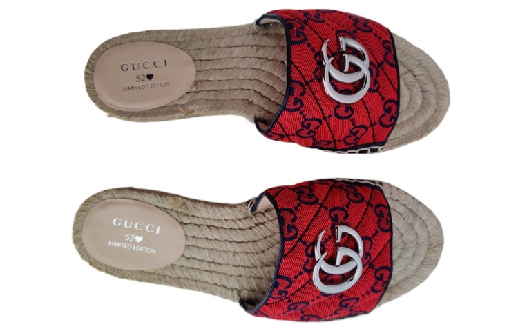 (WMNS) Gucci GG matelass canvas espadrille sandal 'Red' 661393-2UZO0-6490 - 4