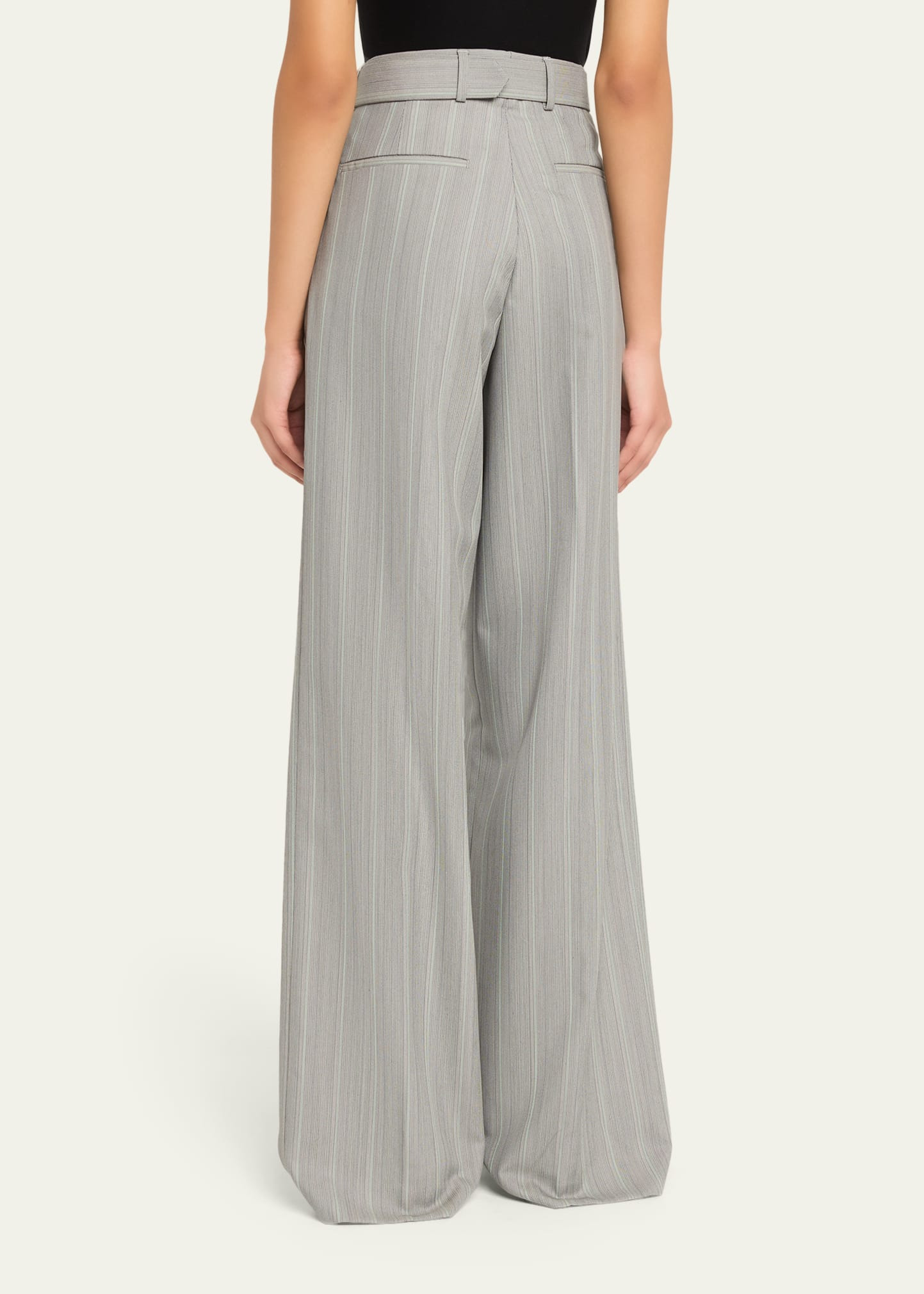 Peaches Belted Pinstripe Wide-Leg Pants - 3