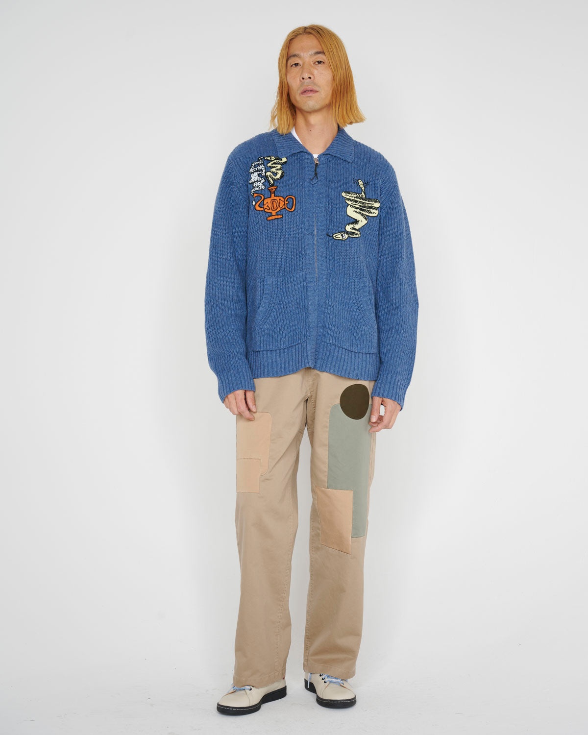 Snake Charmer Zip Up Cardigan - Blue - 7