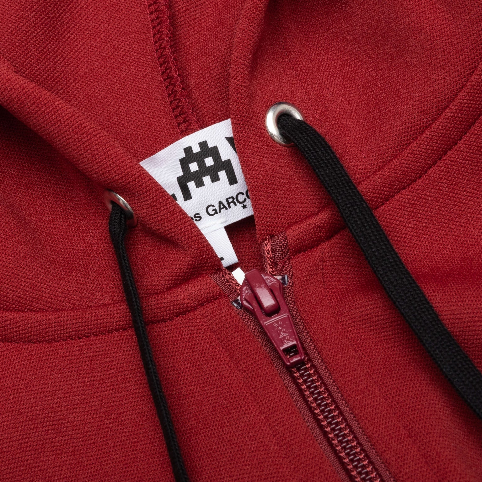 COMME DES GARCONS PLAY X THE ARTIST INVADER FULL-ZIP HOODIE - BURGUNDY - 3