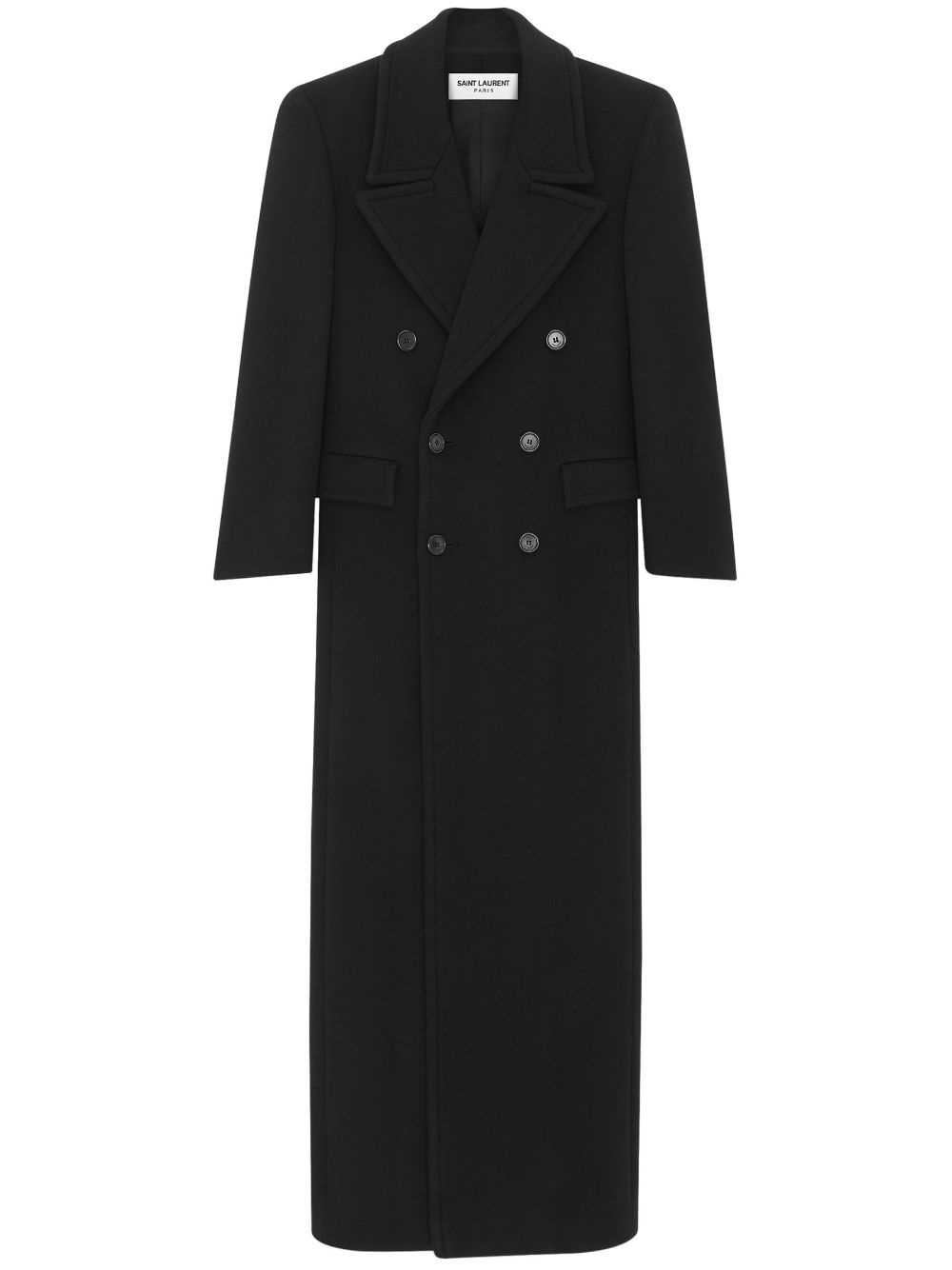 long double-breasted buttoned wool coat - 1