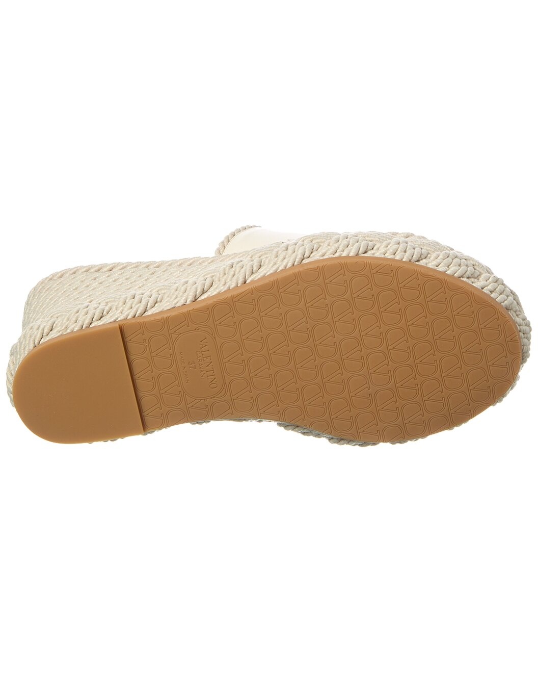 Valentino VLogo Silk Torchon 100 Leather Wedge Sandal - 4