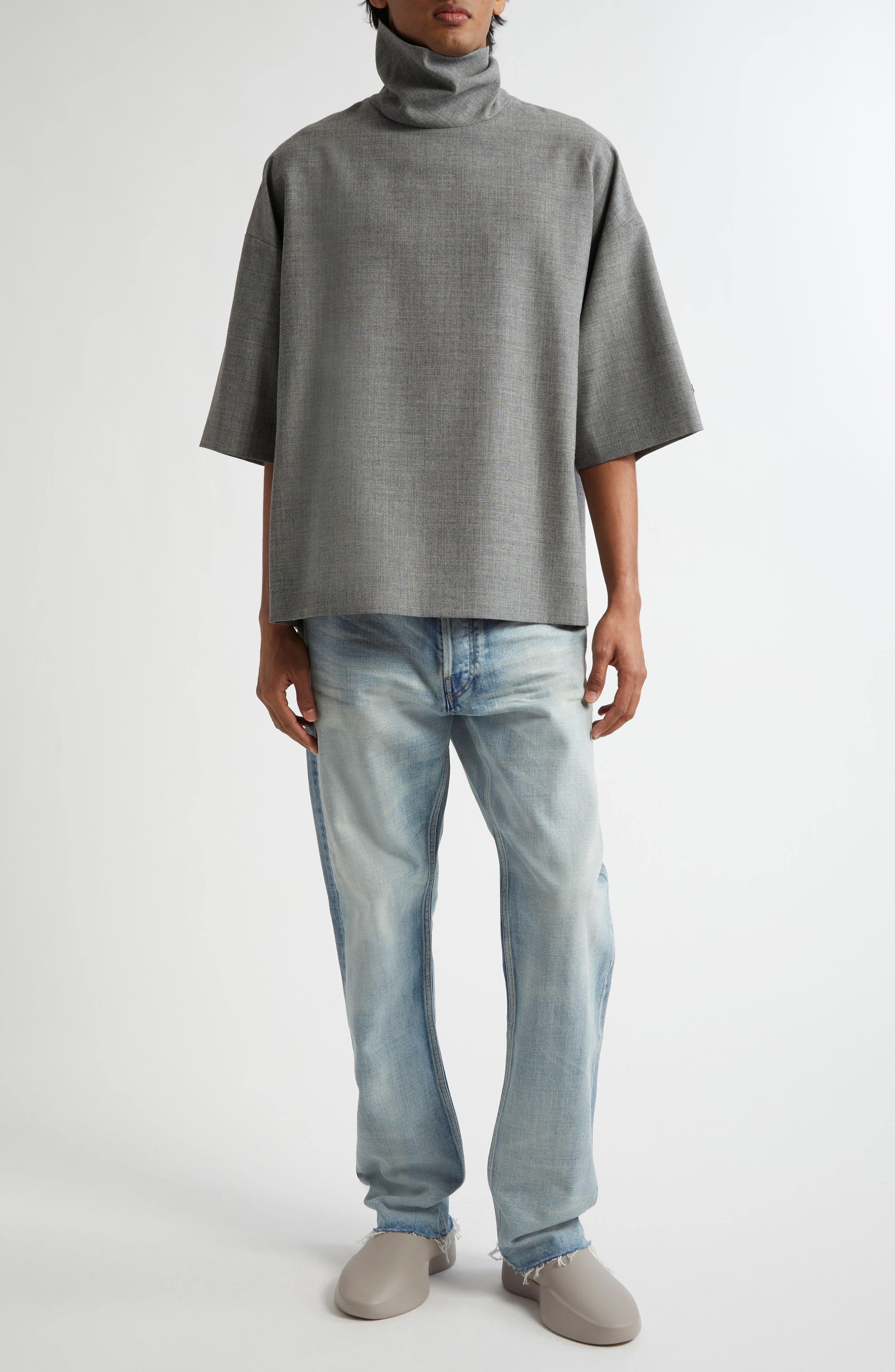 Fear of God Stand Collar Wool Canvas Shirt in Titanium at Nordstrom - 2