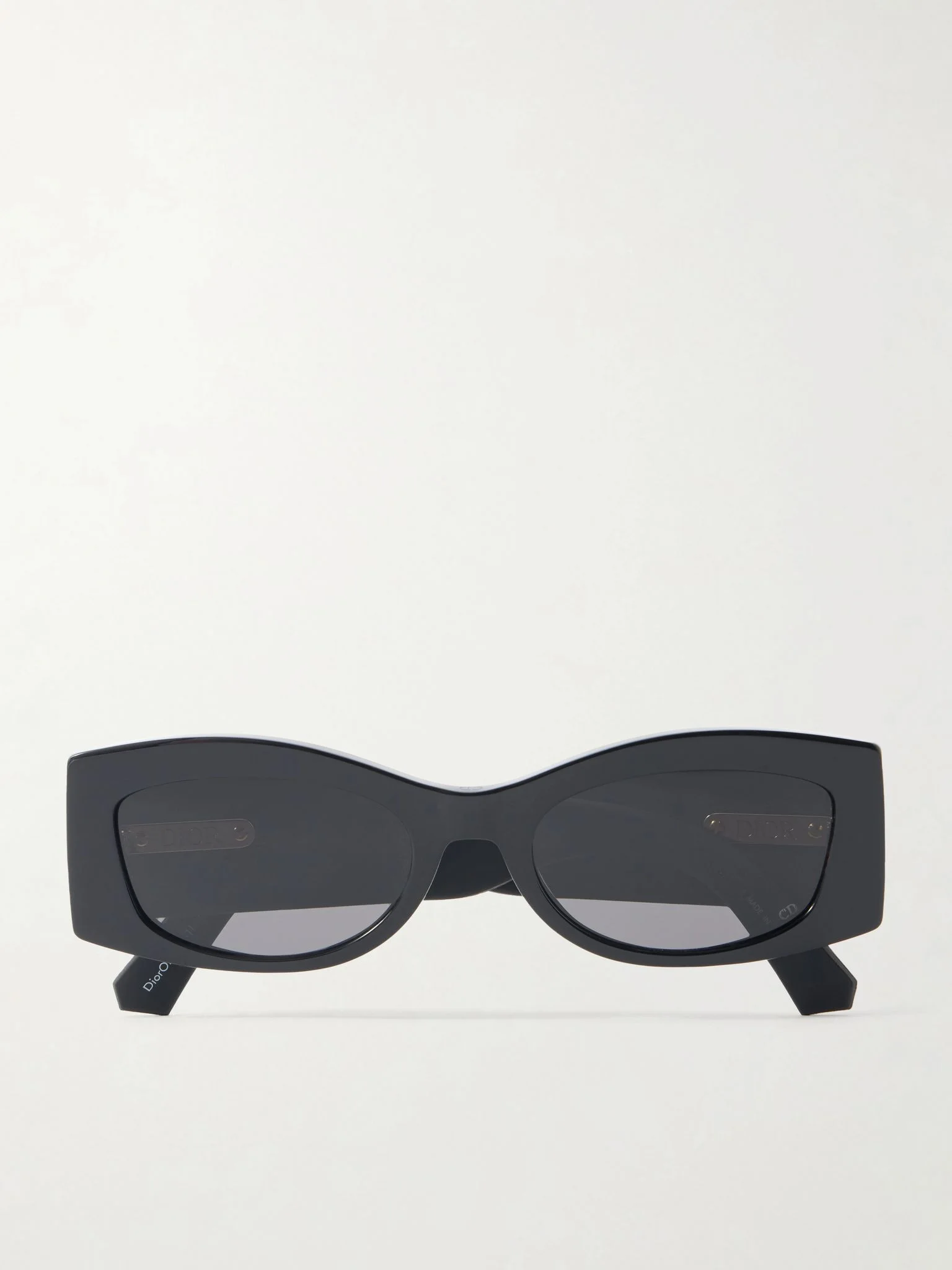 DiorOmbre S1I rectangular-frame leather-trimmed acetate sunglasses Black - 1