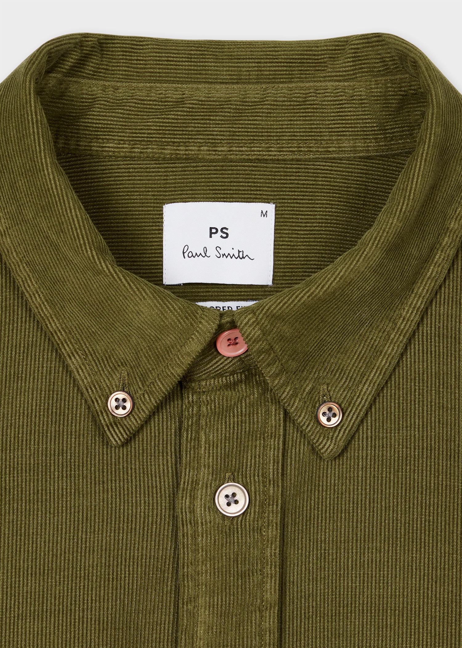 Tailored-Fit Khaki Corduroy Button-Down Shirt - 3