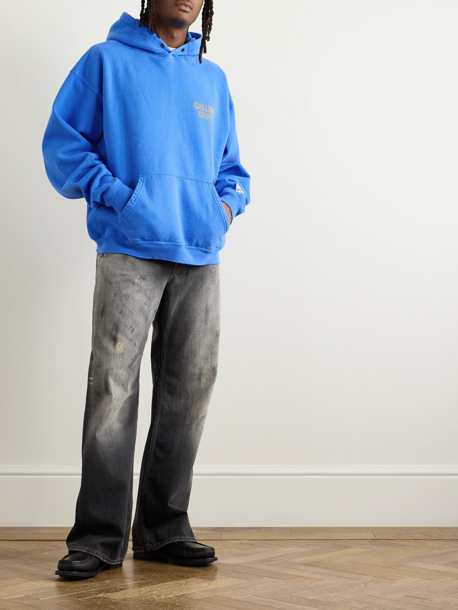 90's Oversized Logo-Print Cotton-Jersey Hoodie Blue - 2