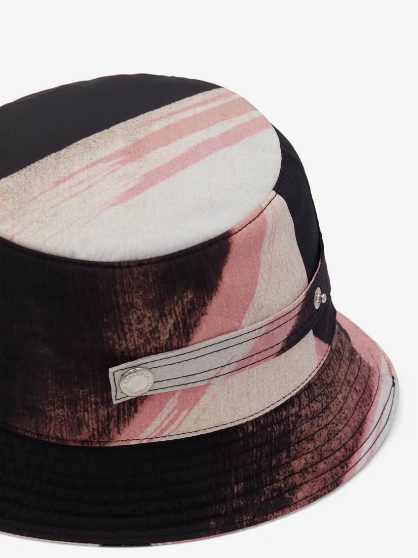 Men's Brushstroke Bucket Hat in Ivory/black - 3