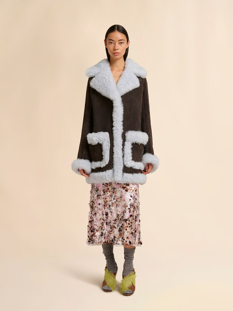 Marni BROWN SHEARLING OVERSIZED JACKET outlook