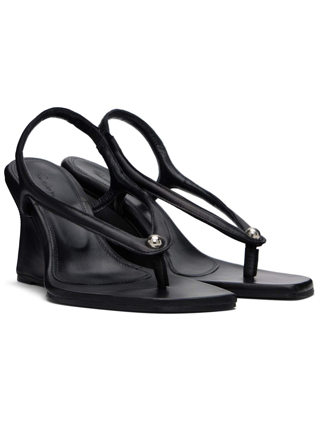 Black Valentina Wedge Heeled Sandals - 4