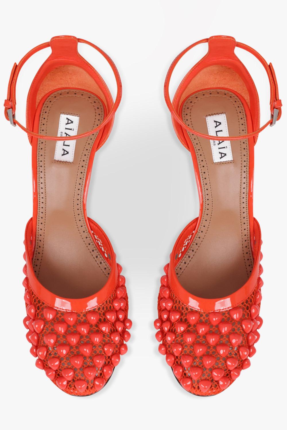STUD FISHNET MESH 90MM POINTED PUMP | ORANGE - 4