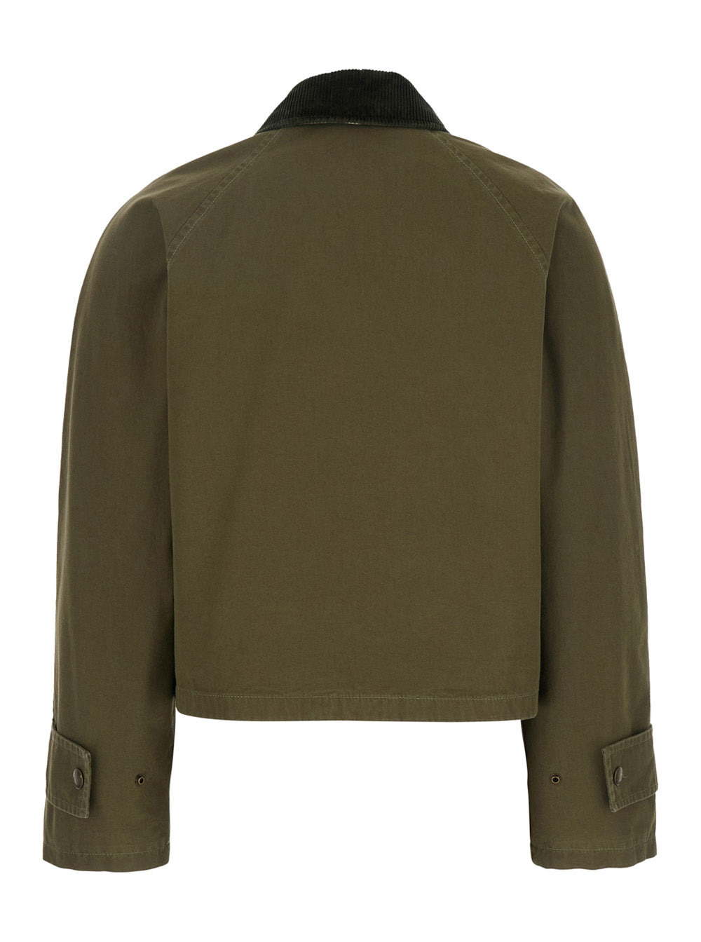 Burberry Women Green Cropped Jacket With Corduroy Collar In Cotton Woman - 2