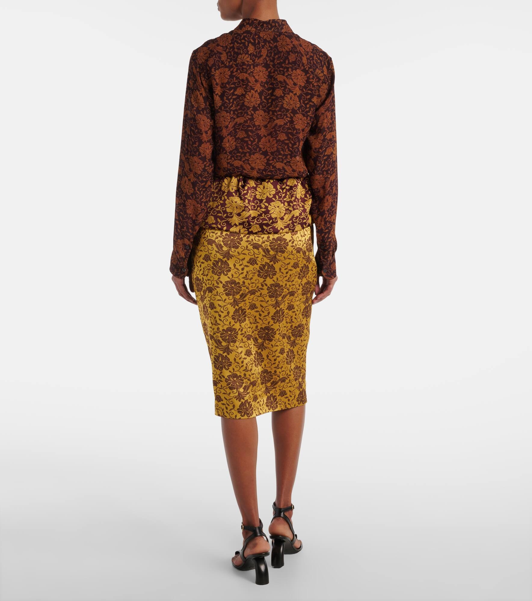 Floral ruffled midi skirt - 3
