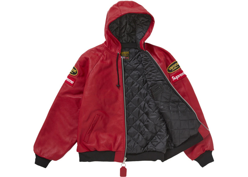 Supreme Supreme Vanson Leathers Hooded Work Jacket Red outlook